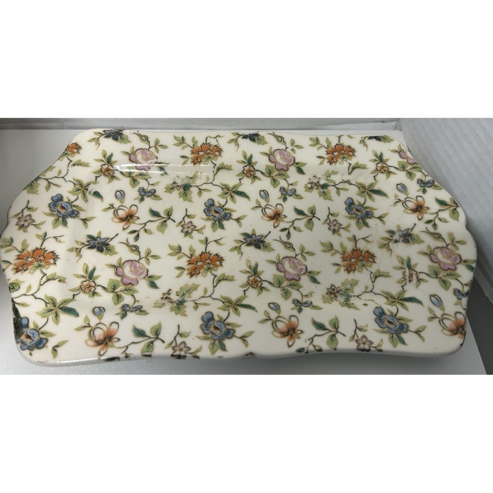 Vintage Moriyama Mori-Machi Pottery Floral chintz Porcelain Trinket/relish tray